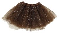 Čokoládová tylová sukně s flitry 