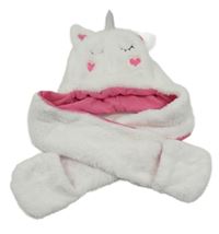 Bílá kožešinová čepice se šálou - jednorožec Lily & Dan