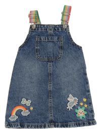 Modré riflové šaty se zajíčkem a duhou George