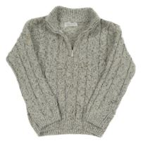 Šedo-barevný melírovaný copánkový svetr Primark