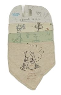 Nové - 3x - Smetanový + světlezelený + béžový slinták s medvídkem Pú Disney