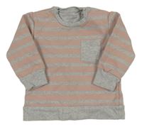 Šedo-starorůžová pruhovaná mikina Manor 