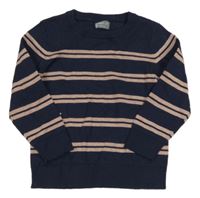 Tmavomodro-světlerůžový pruhovaný svetr Next