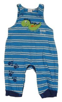 Modro-šedé pruhované laclové tepláky s dinosaurem Bluezoo