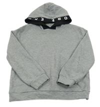 Šedo-černá strukturovaná mikina s kapucí 