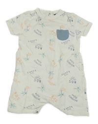 Bílý kraťasový overal s palmami Kiabi