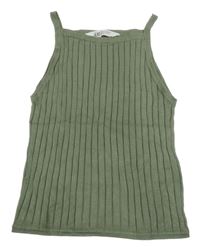 Khaki žebrovaný úpletový žebrovaný top H&M