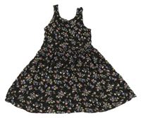 Černé kytičkované bavlněné šaty Primark 