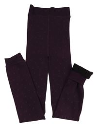 Lilkové zateplené punčochové legíny s puntíky 