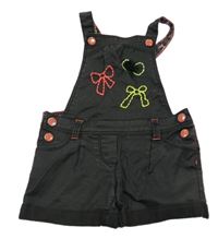 Tmavošedé plátěné laclové kraťasy s mašličkami 