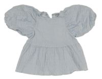 Světlemodro-bílá pruhovaná halenka s balonovými rukávy Reserved