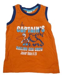 Oranžovo-tmavomodré tílko s pelikánem Kids