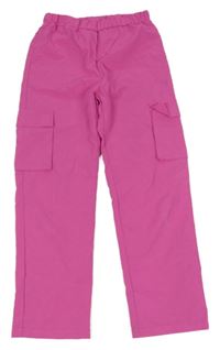 Fuchsiové cargo kalhoty s kapsami 