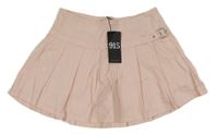 Nové - Světlerůžová riflová skládaná sukně se všitými kraťasy New Look