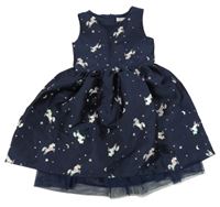 Tmavomodré společenské šaty s jednorožci H&M