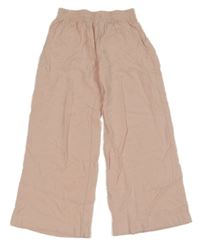 Světlerůžové culottes kalhoty s motýly H&M