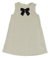 Bílo-stříbrné kostkované šaty s mašlí H&M