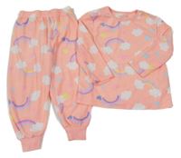 Neonově růžové plyšové pyžamo s duhami Primark