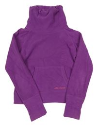 Purpurová fleecová crop mikina s kapsou a komínovým límcem S. Oliver