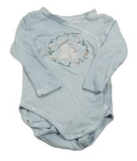 Světlemodré zavinovací body s králíčky a kytičkami Kuniboo