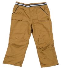 Hnědé plátěné rolovací kalhoty s úpletovým pasem OBaïBi