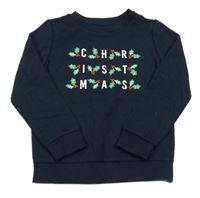 Tmavomodrá vánoční mikina s nápisem John Cabot