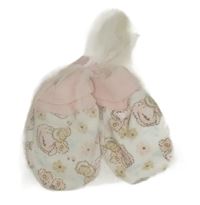 Nové - bílo-světlerůžové rukavice s kytičkami 