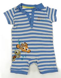 Modro-bílý pruhovaný kraťasový overal s NEMEM a límečkem George