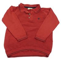 Červený žebrovaný svetr s hvězdičkou a límečkem F&F