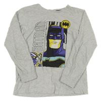 Světlešedé melírované pyžamové triko s lego Batmanem Tu