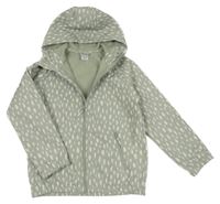 Světlešedoolivovo-bílá vzorovaná softshellová bunda s kapucí Y.F.K.