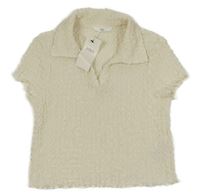 Nové - smetanové mačkané polo crop tričko M&S