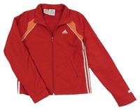 Červeno-bílo-lososová šusťáková sportovní bunda Adidas
