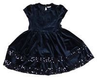 Tmavomodré sametové šaty s flitry name it.