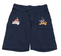 Tmavomodré žebrované teplákové kraťasy s PAW PATROL C&A