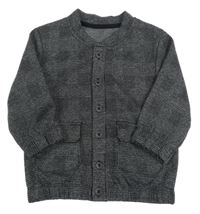 Černo-tmavošedá kostkovaná vzorovaná melírovaná bundomikina F&F