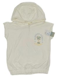 Nové - bílá tepláková vesta s palmou a nápisem a kapucí PRIMARK 