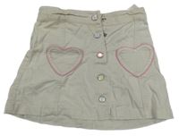 Světlebéžová plátěná sukně se srdíčkovými kapsami