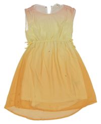 Oranžovo-žluto-světlerůžové šifonové šaty H&M