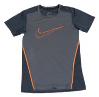 Tmavošedo/tmavomodré funkční sportovní tričko s logem Nike