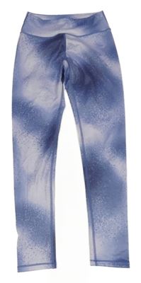 Modrofialovo-světlefialovo-tmavomodré batikované skrvnité sportovní legíny H&M
