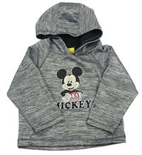 Šedá melírovaná mikina s klokankou a Mickey mousem s kapucí Disney