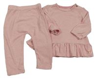 2set - Růžovo-bílá pruhovaná úpletová tunika + legíny Matalan