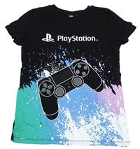 Černo-modro-zelené tričko s ovladačem - PlayStation