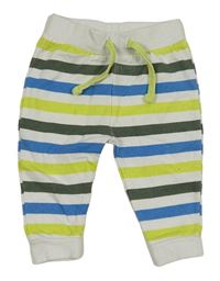 Bílo-barevné pruhované tepláky