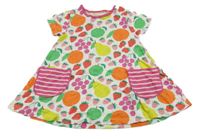 Bílo-barevné bavlněné šaty s ovocem Mini Boden