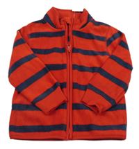 Nové - červeno-tmavomodrá pruhovaná fleecová propínací mikina George