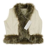 Nové - Světlebéžová semišovo/kožešinová zateplená crop vesta