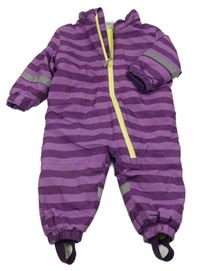 Fialová pruhovaná šusťáková zimní kombinéza Topomini