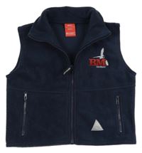 Tmavomodrá fleecová propínací vesta s výšivkou